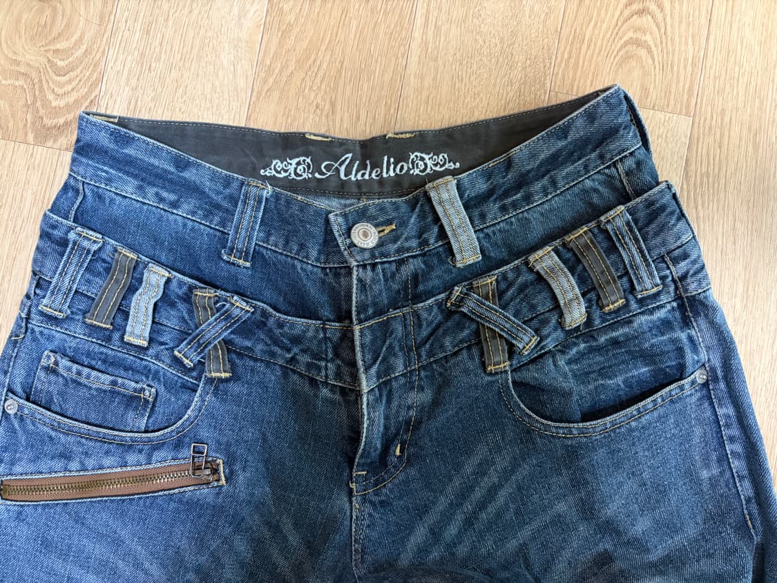 일본 빈티지 지퍼 디테일 새깅 팬츠 상품이미지4