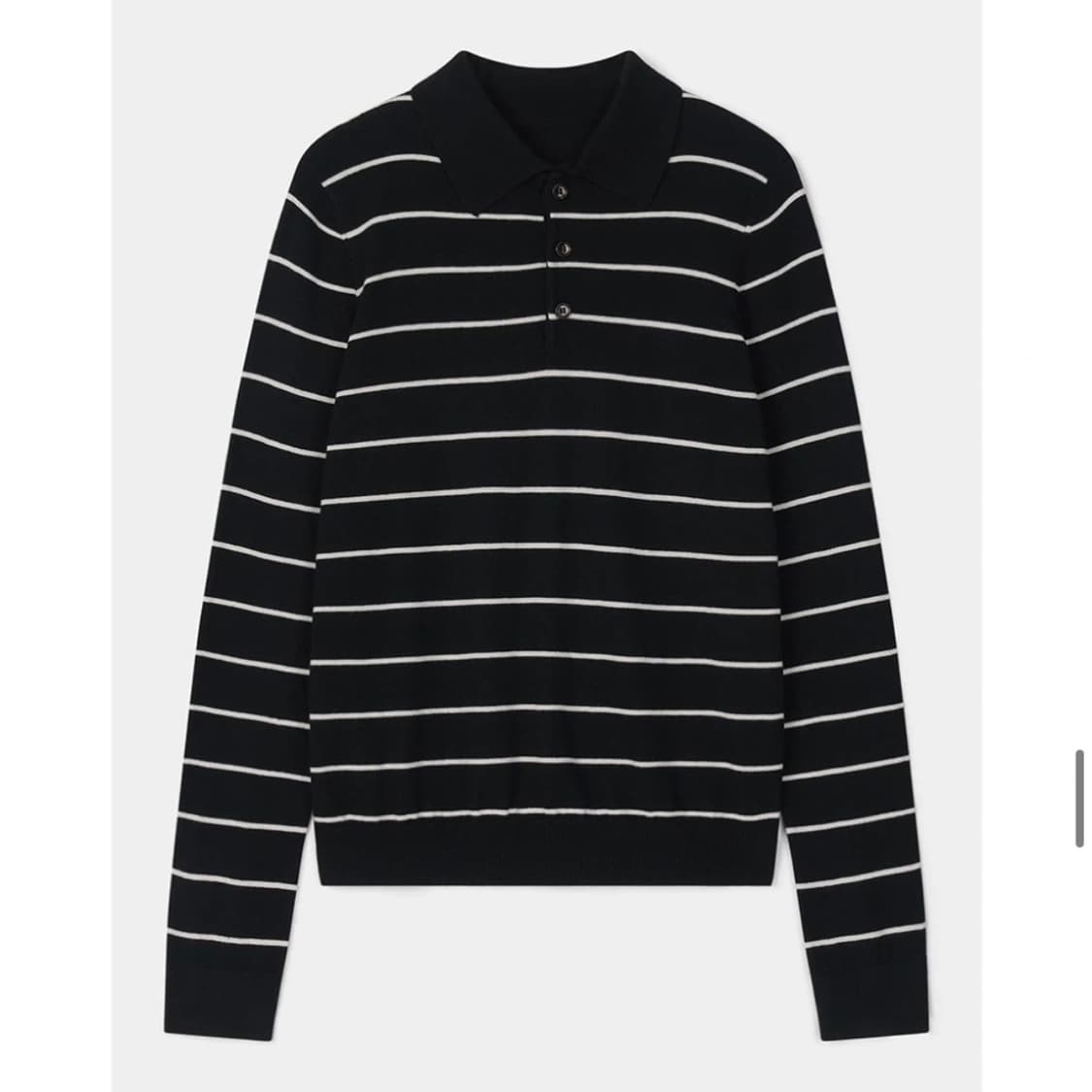 모노 스트라이프 카라 니트 S 블랙 상품이미지1