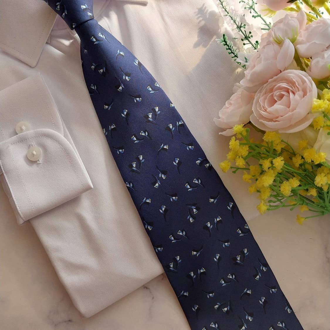 엔리코 코베리 실크 네이비 플라워 넥타이 9.5cm A+등급 K1301
 상품이미지7