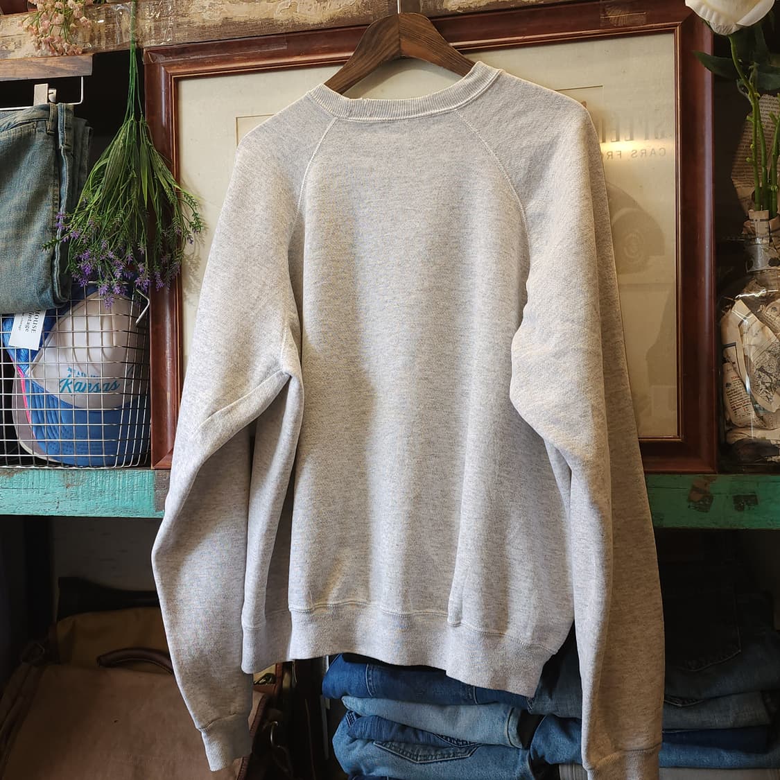 90s 헤인즈 빈티지 스웻셔츠 플레인 스웻셔츠 오트밀 화이트 xxl 상품이미지3