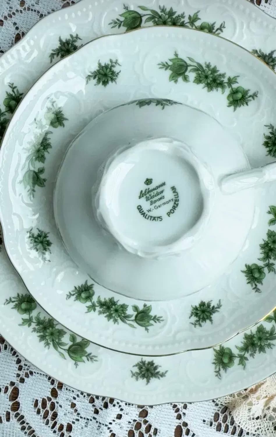 독일 빈티지 젤트만바이덴 그린로즈 스몰티컵 트리오 상품이미지7