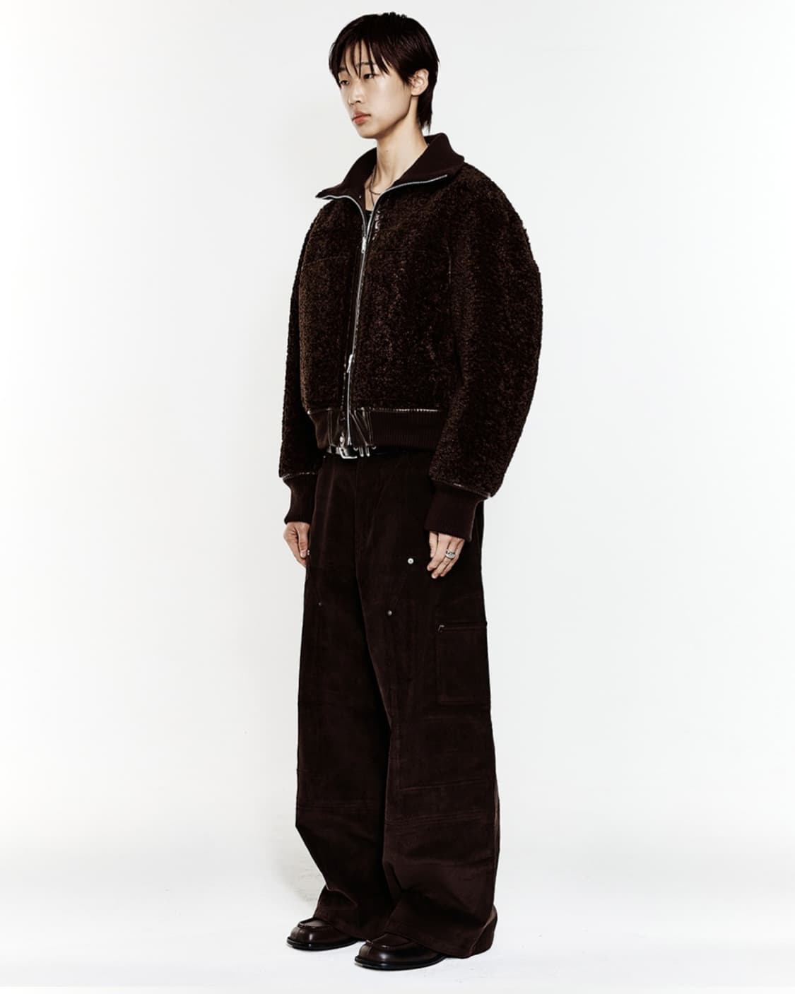 알렌느 하이넥 리버시블 포우 시어링 블루종 브라운 1사이즈 상품이미지5