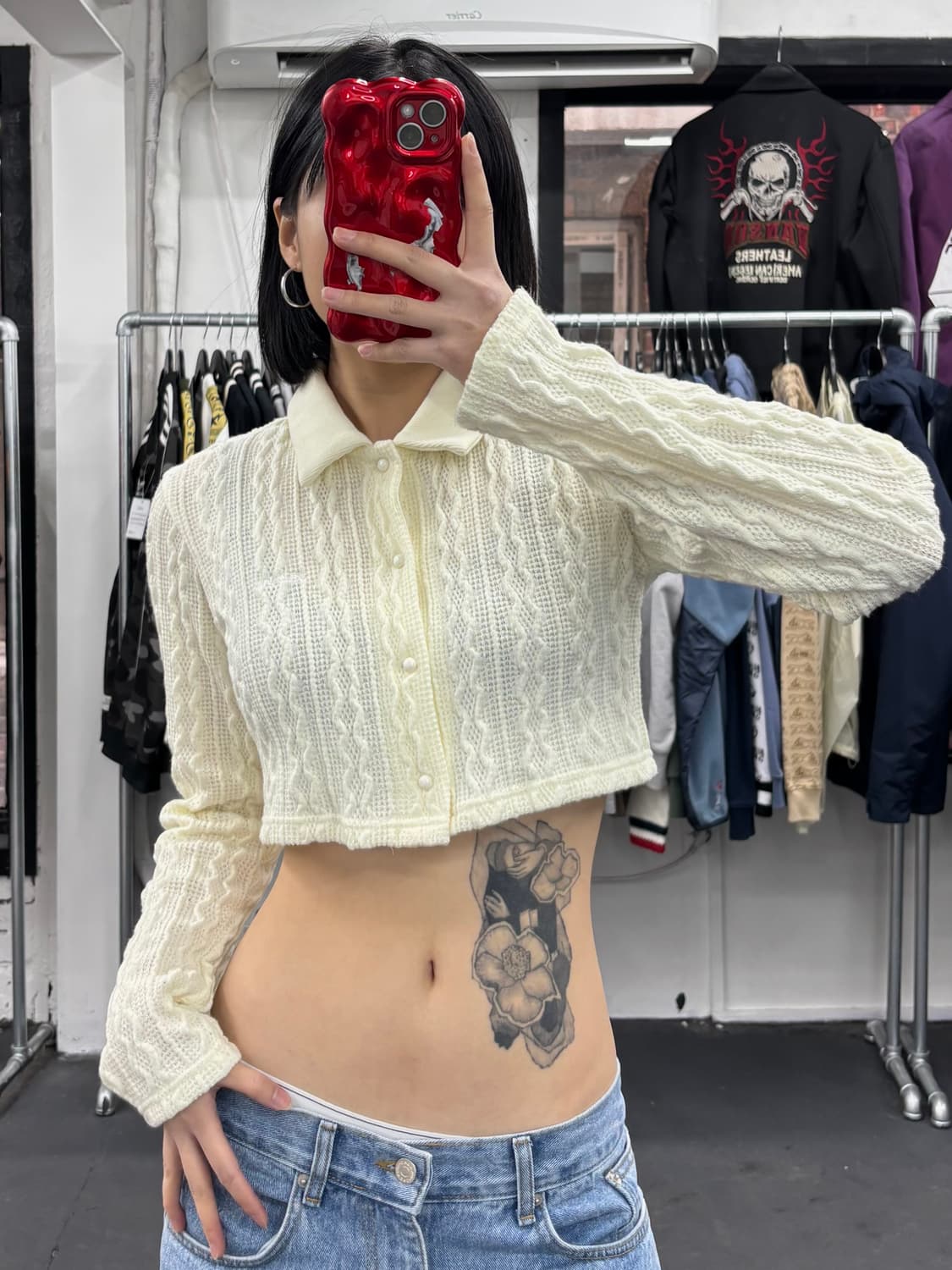 엑스걸 크롭 니트 가디건 상품이미지1