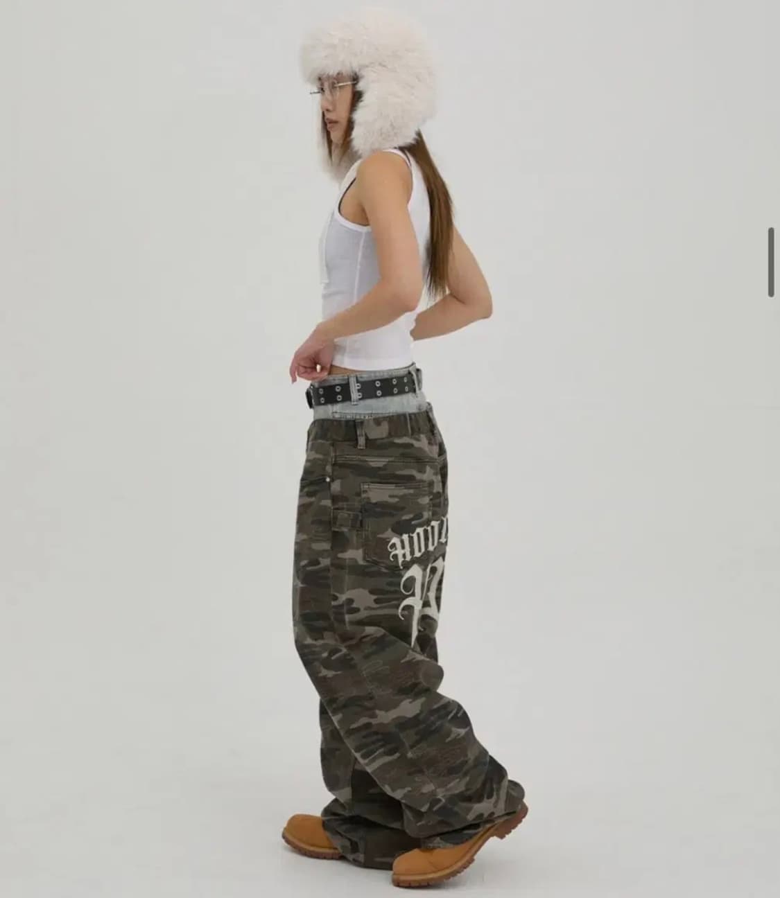 후드후드 HD 체인 자수 데님 팬츠 카모 상품이미지2