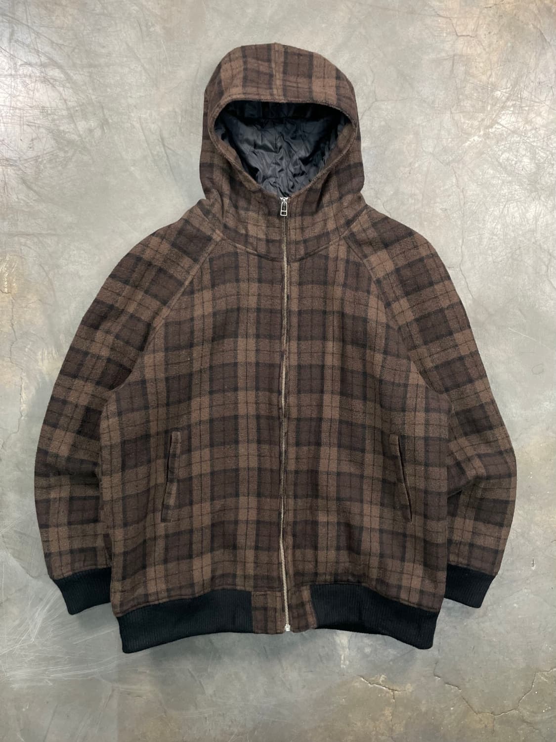 칸사이진 체크 플란넬 후드 자켓 상품이미지1