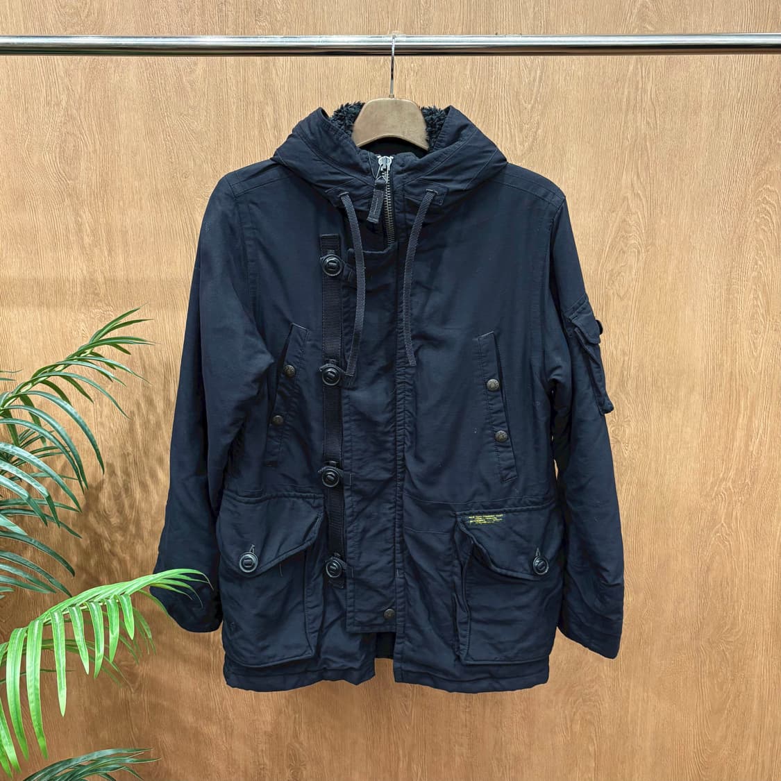 폴로 진스 컴퍼니 후드 필드 자켓 더블 플래킷 버튼업 멀티 포켓 블랙 상품이미지1