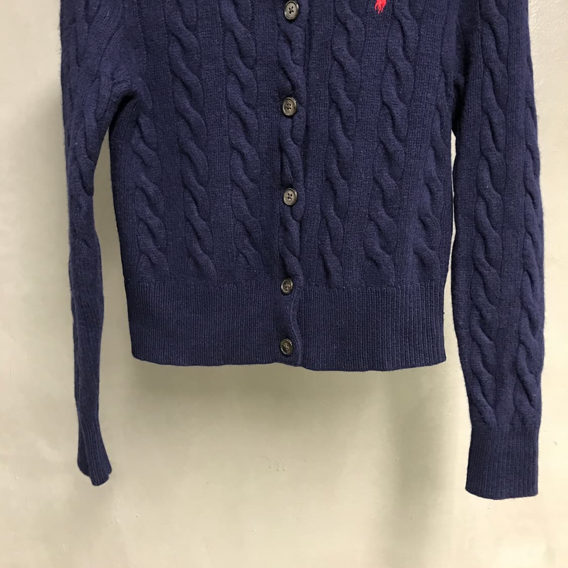 폴로 랄프로렌 QR 케이블 니트 가디건 네이비 M(W) 상품이미지3