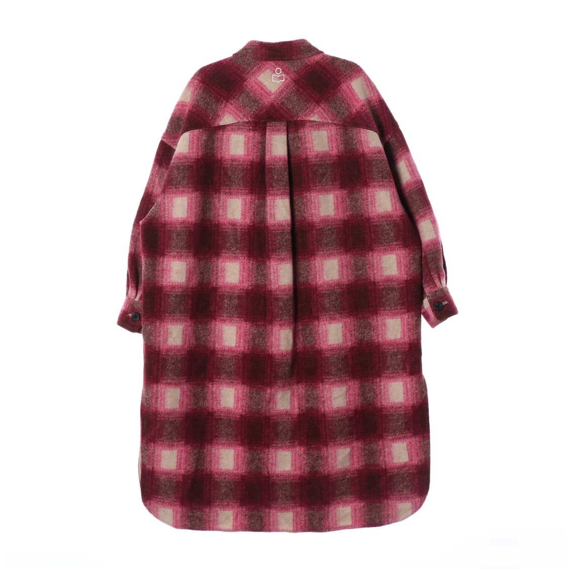 [L]이자벨마랑 버건디 핑크 체크 울 셔츠 롱 코트
 상품이미지6
