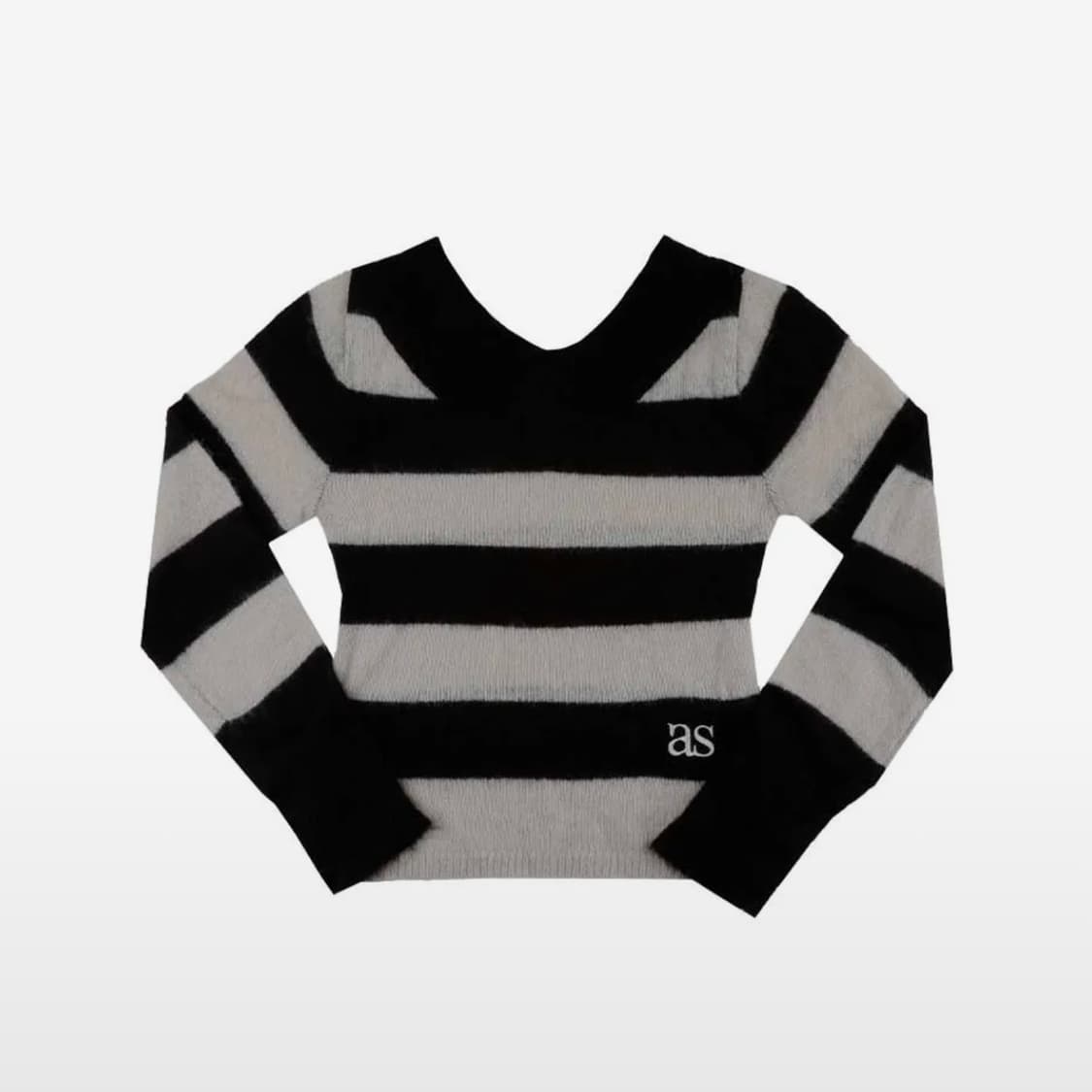 애즈온 PONY STRIPE KNIT / BLACK 상품이미지1