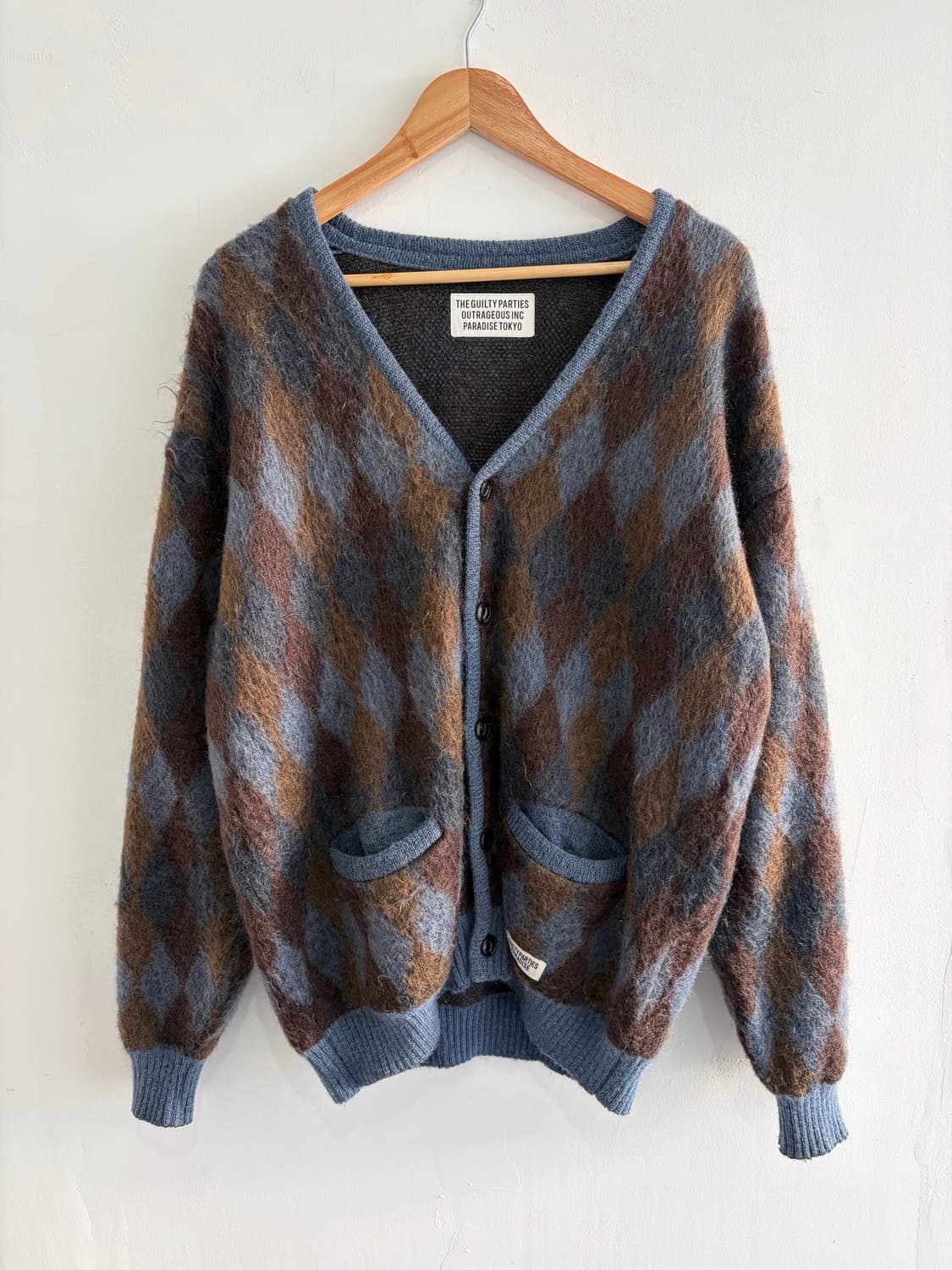 Wackcomaria 와코마리아 아가일패턴 모헤어 가디건 상품이미지1