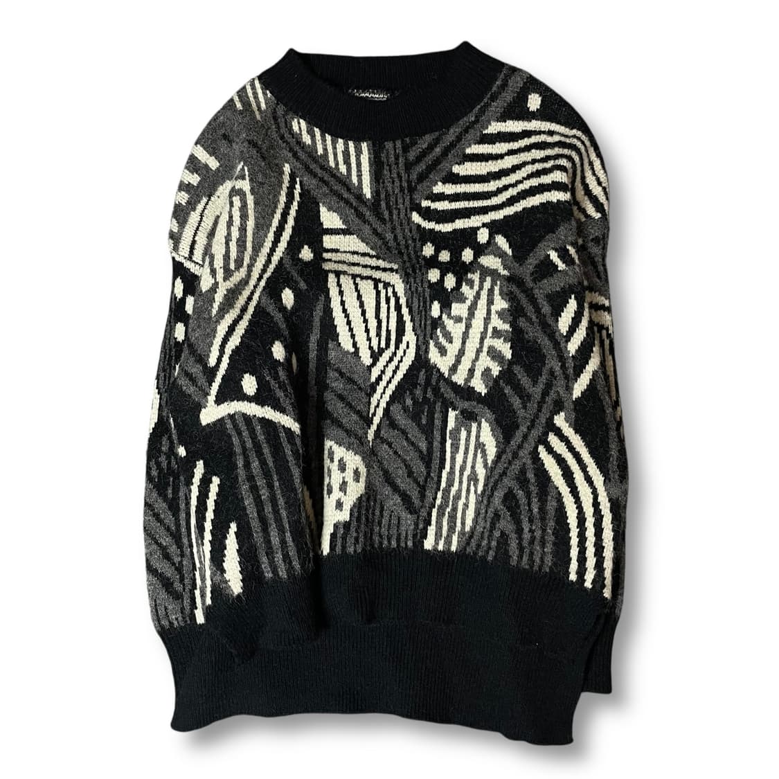 빈티지 그레이 패턴 긴팔 니트 상품이미지1