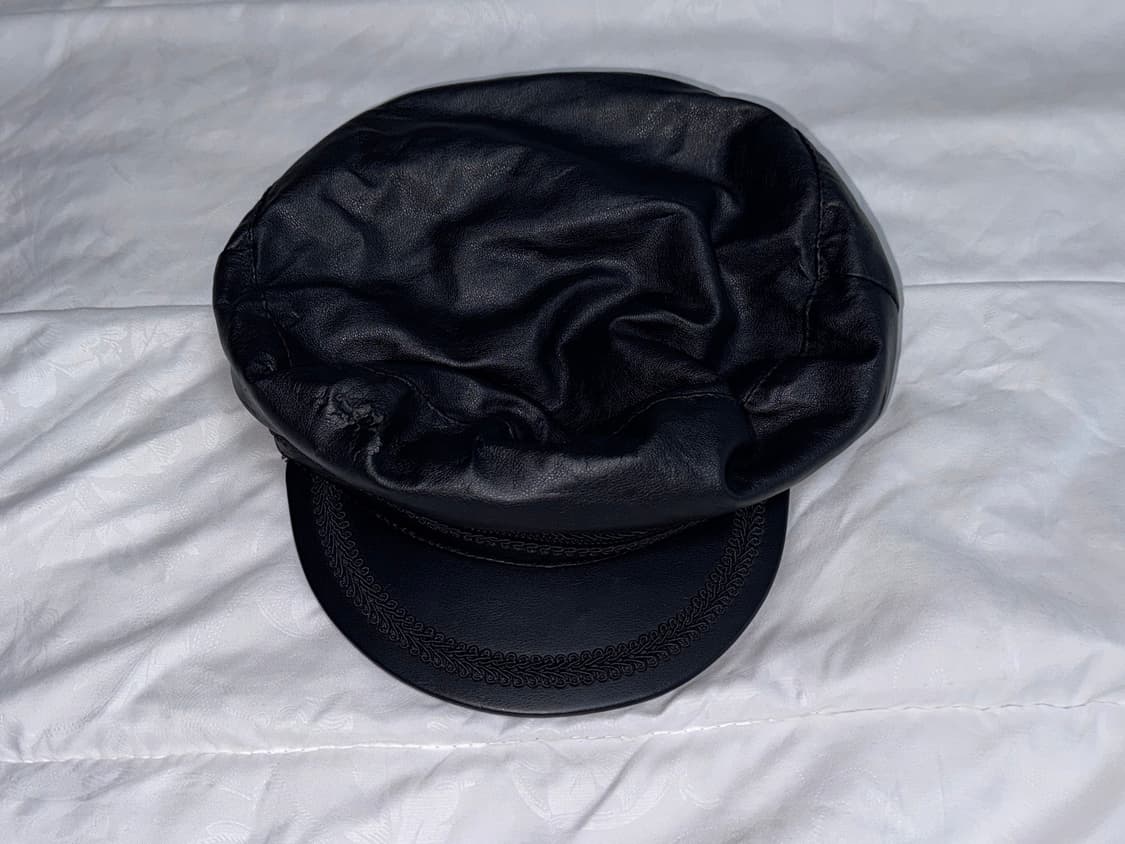 ZARA 자라 레더 뉴스보이캡 헌팅캡 블랙 상품이미지4