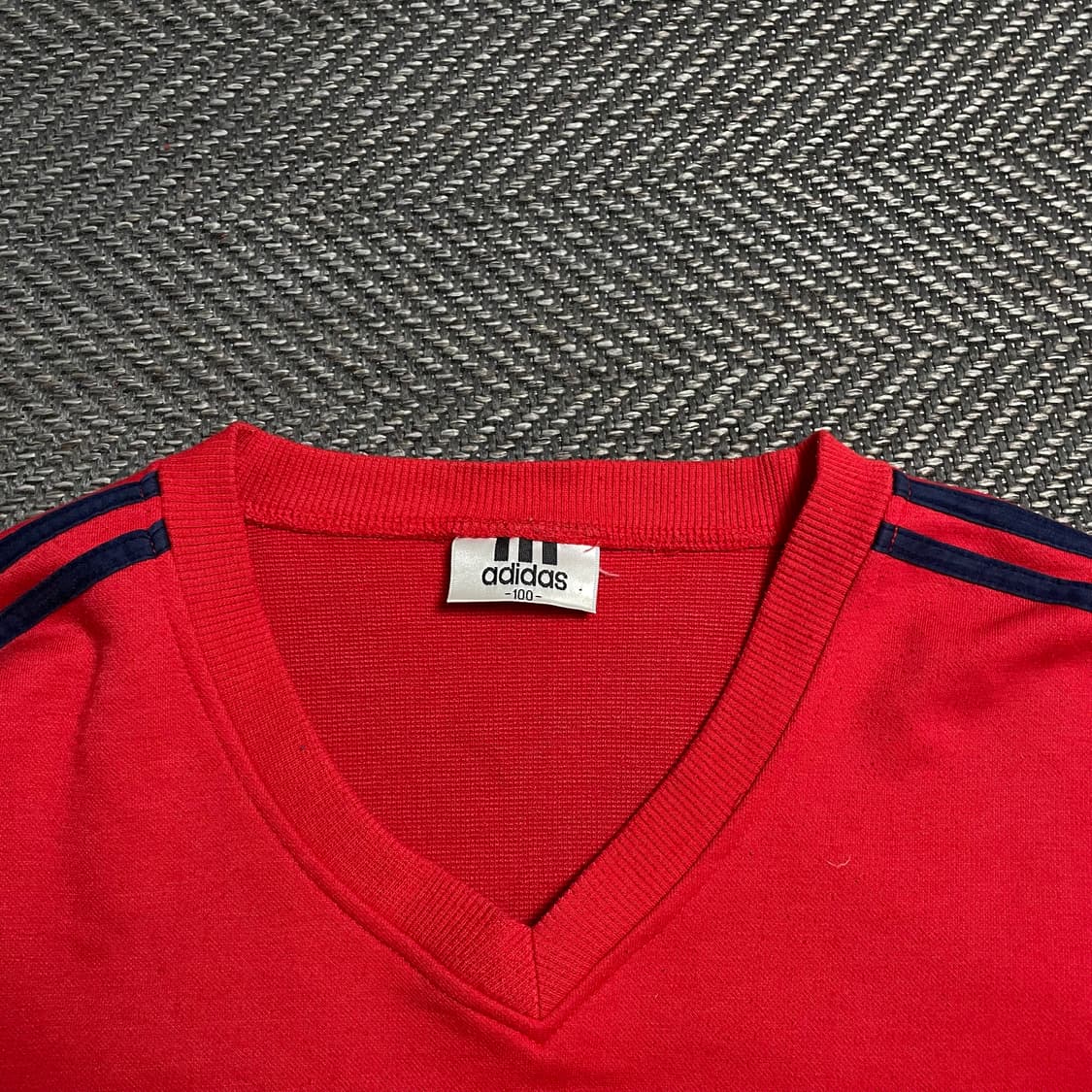 90s 아디다스 올드스쿨 스트라이프 브이넥 스웻 긴팔 티셔츠y 5365 상품이미지5