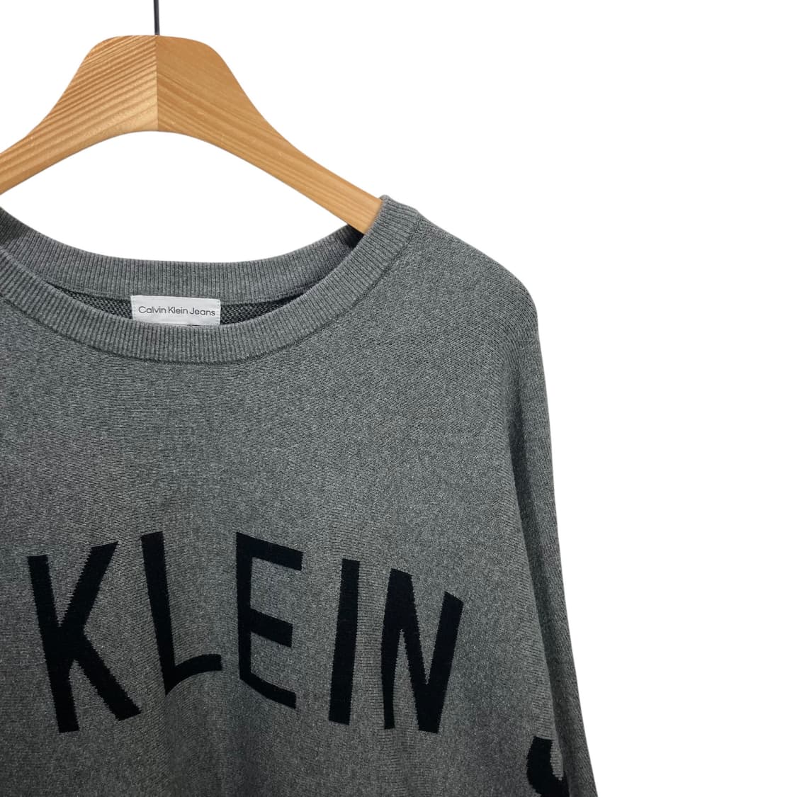 캘빈클라인 진스 가오리핏 레터링 그레이 니트 상품이미지3