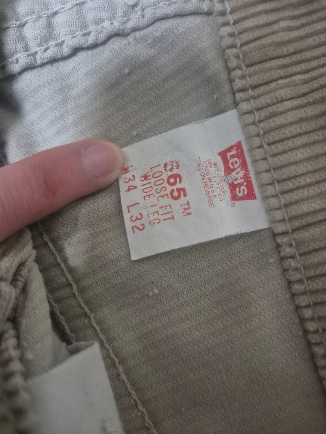 리바이스 565 코듀로이 90s usa 상품이미지3