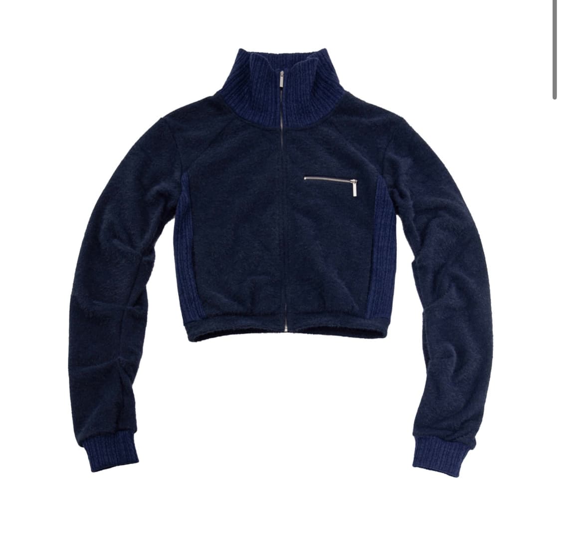 Wet Tag HIGH NECK KNIT ZIP-UP NAVY 상품이미지3