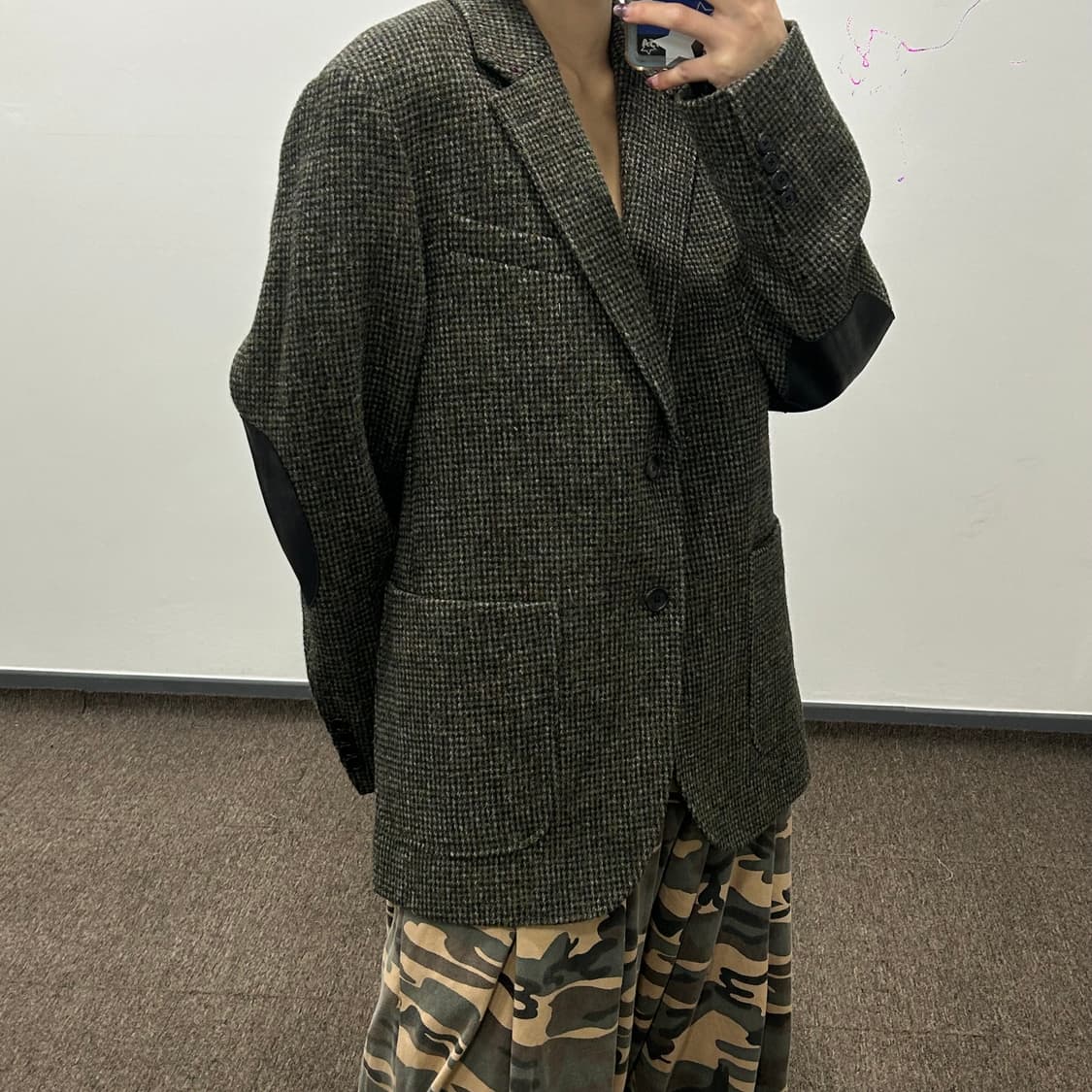 Beanpole  빈폴 체크 앵클 패치 카키 블레이져 상품이미지2