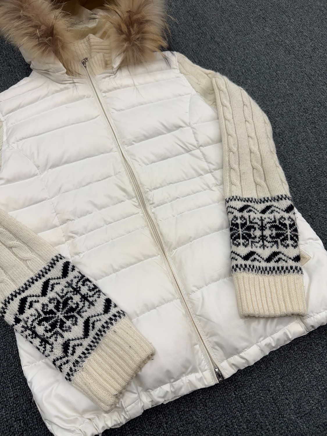 2)Japanese vintage 여성 퍼 니트 패딩 자켓 상품이미지6