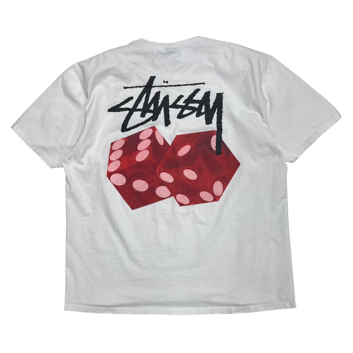 스투시 백 주사위 프린팅 화이트 반팔 XL ( 세탁완료 ) 상품이미지4