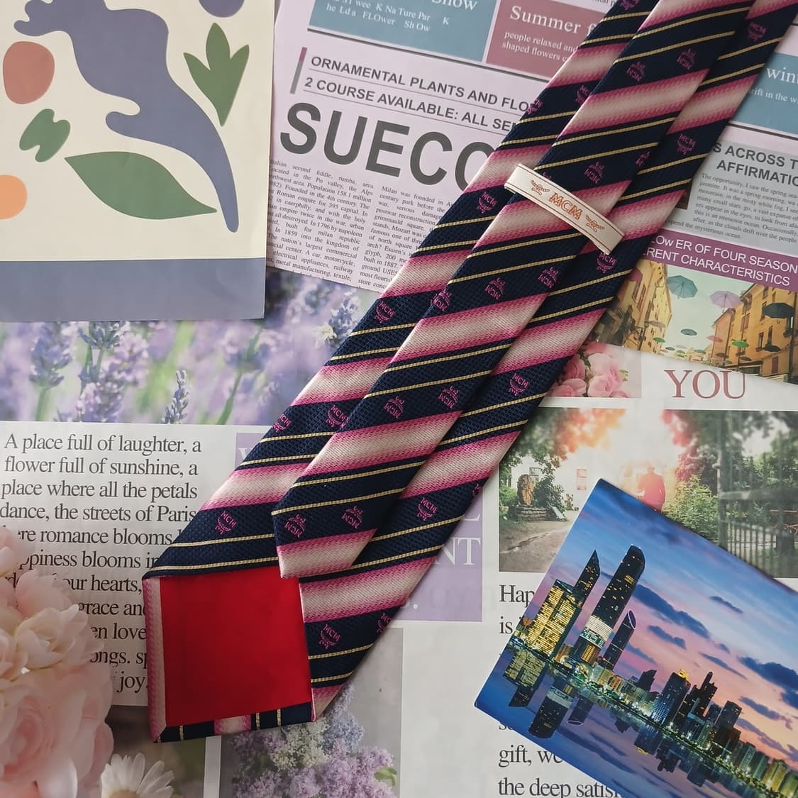 MCM 실크 스트라이프 자카드 넥타이 8.8cm A+등급 A19108
 상품이미지4