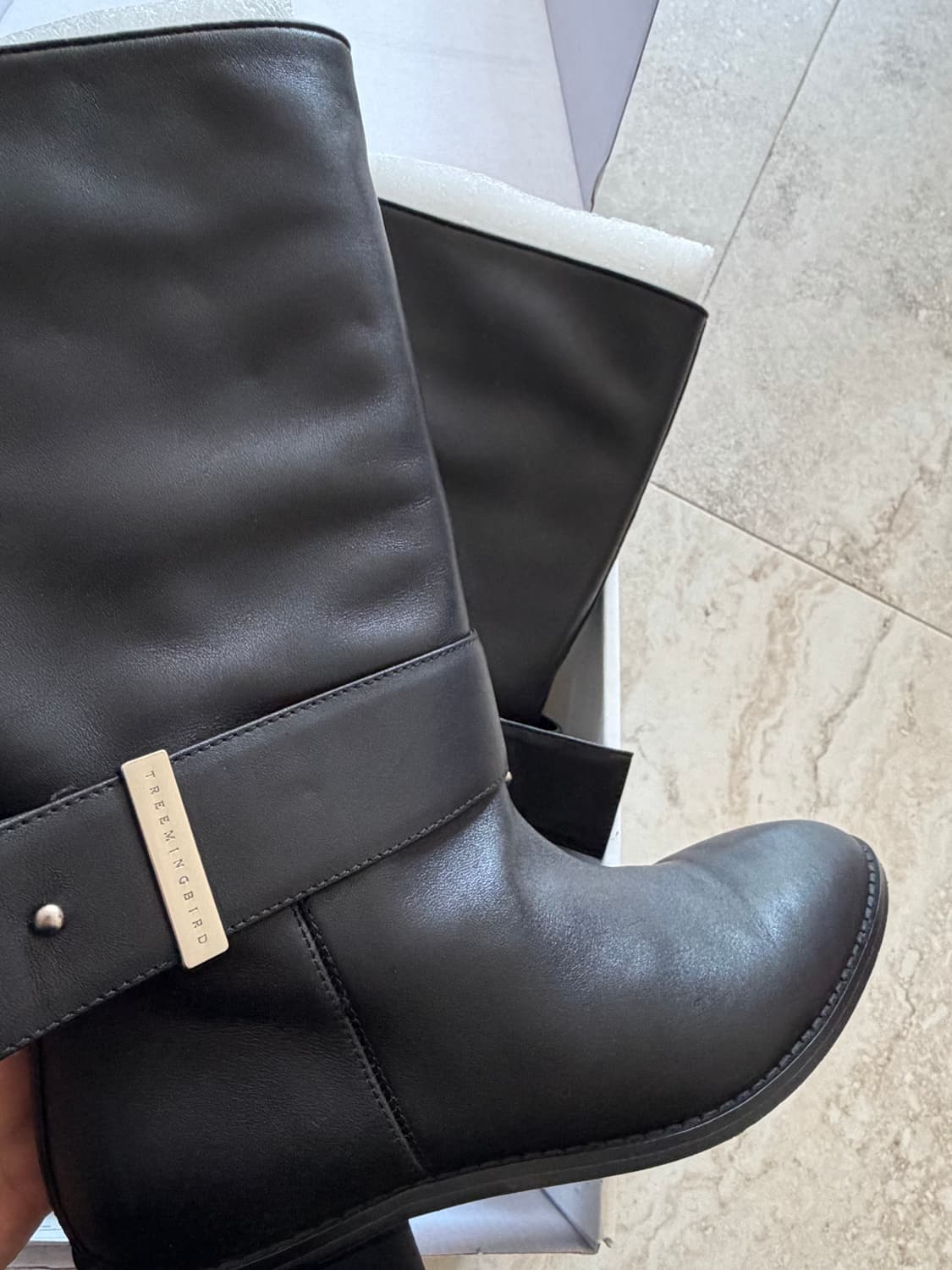 [240]트리밍버드 벨티드 미들 부츠 상품이미지5