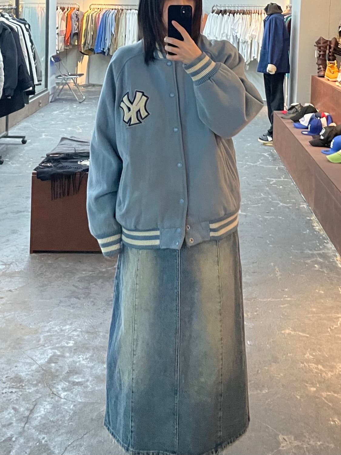 WWS MLB 양키스 라이트블루 울 바시티 자켓 H1180 상품이미지1