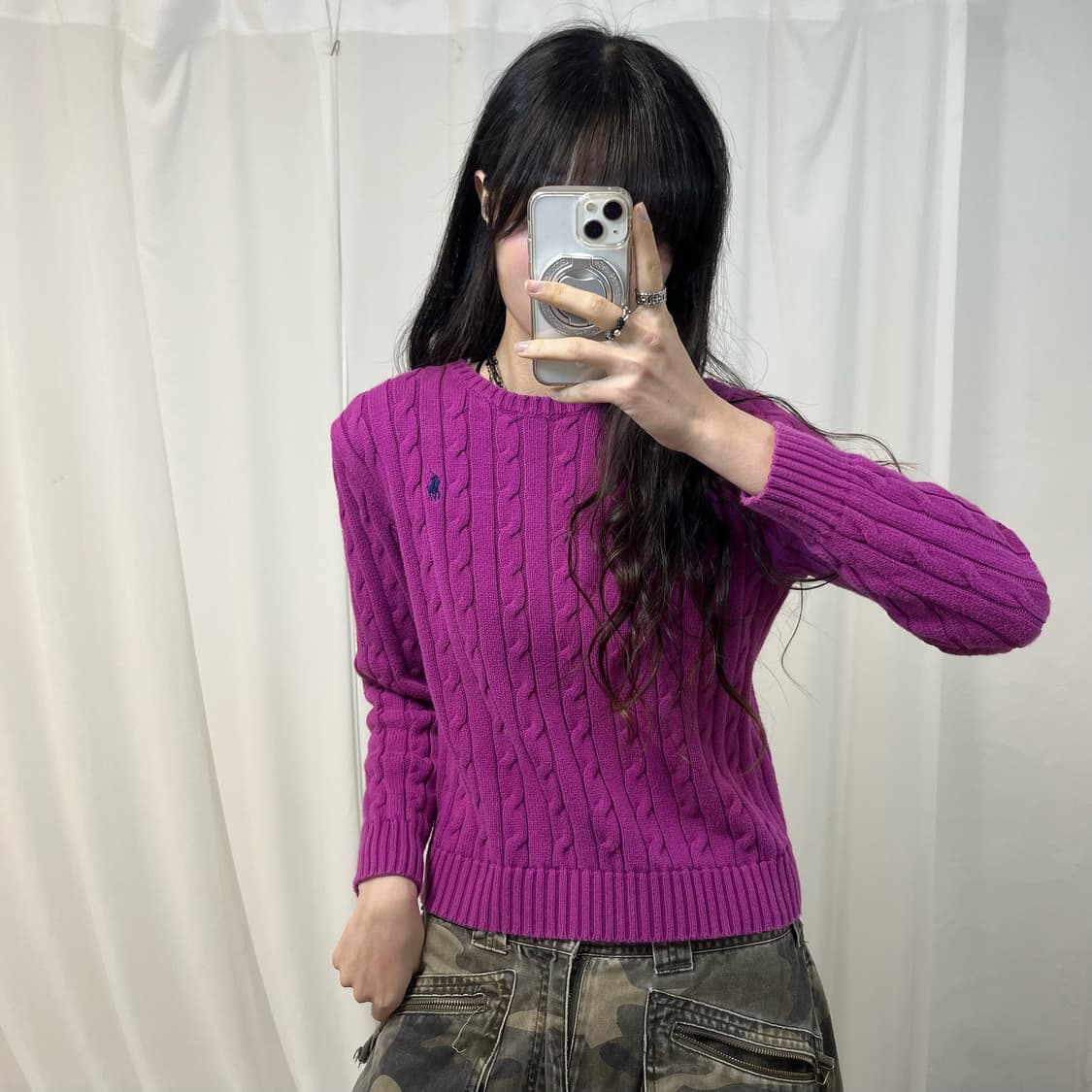Polo Magenta Pink Cable Knit  상품이미지2