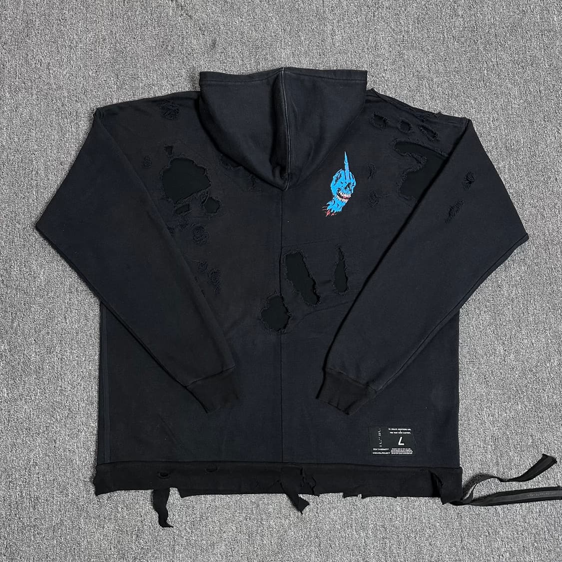 언라벨 프로젝트 디스트로이드 그래픽 후드 (블랙) 상품이미지2