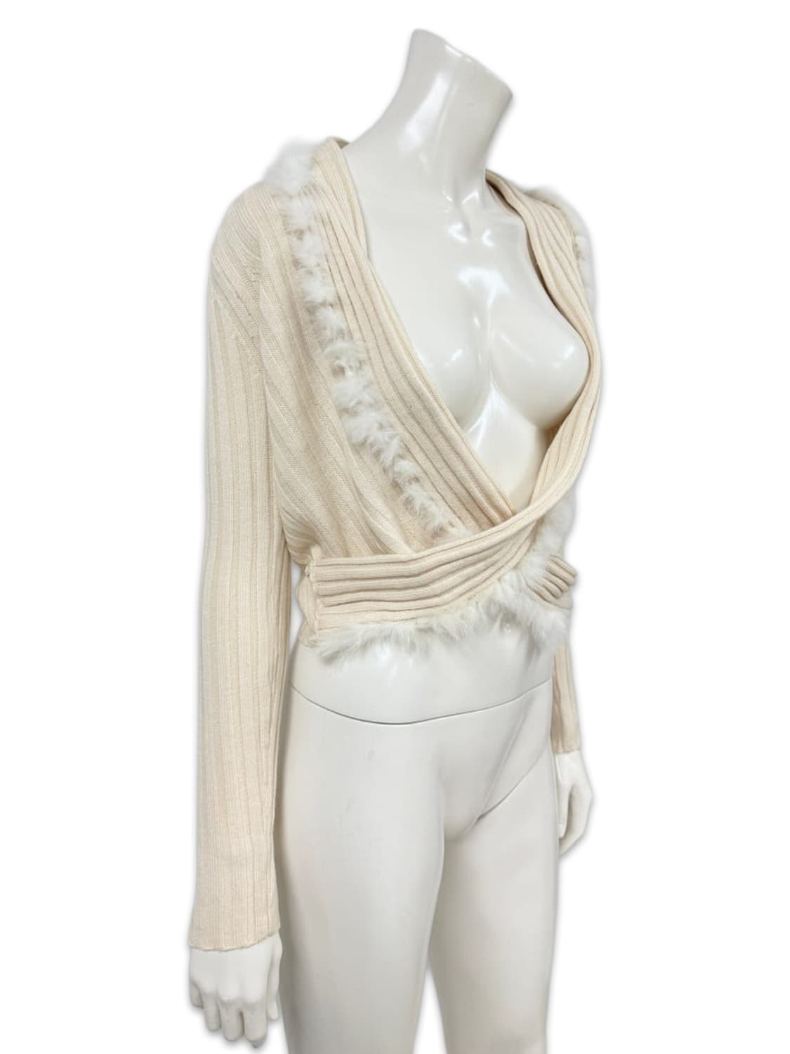 빈티지 ALDRIDGE JEUNE 아이보리 퍼 레이어드 니트 상품이미지4