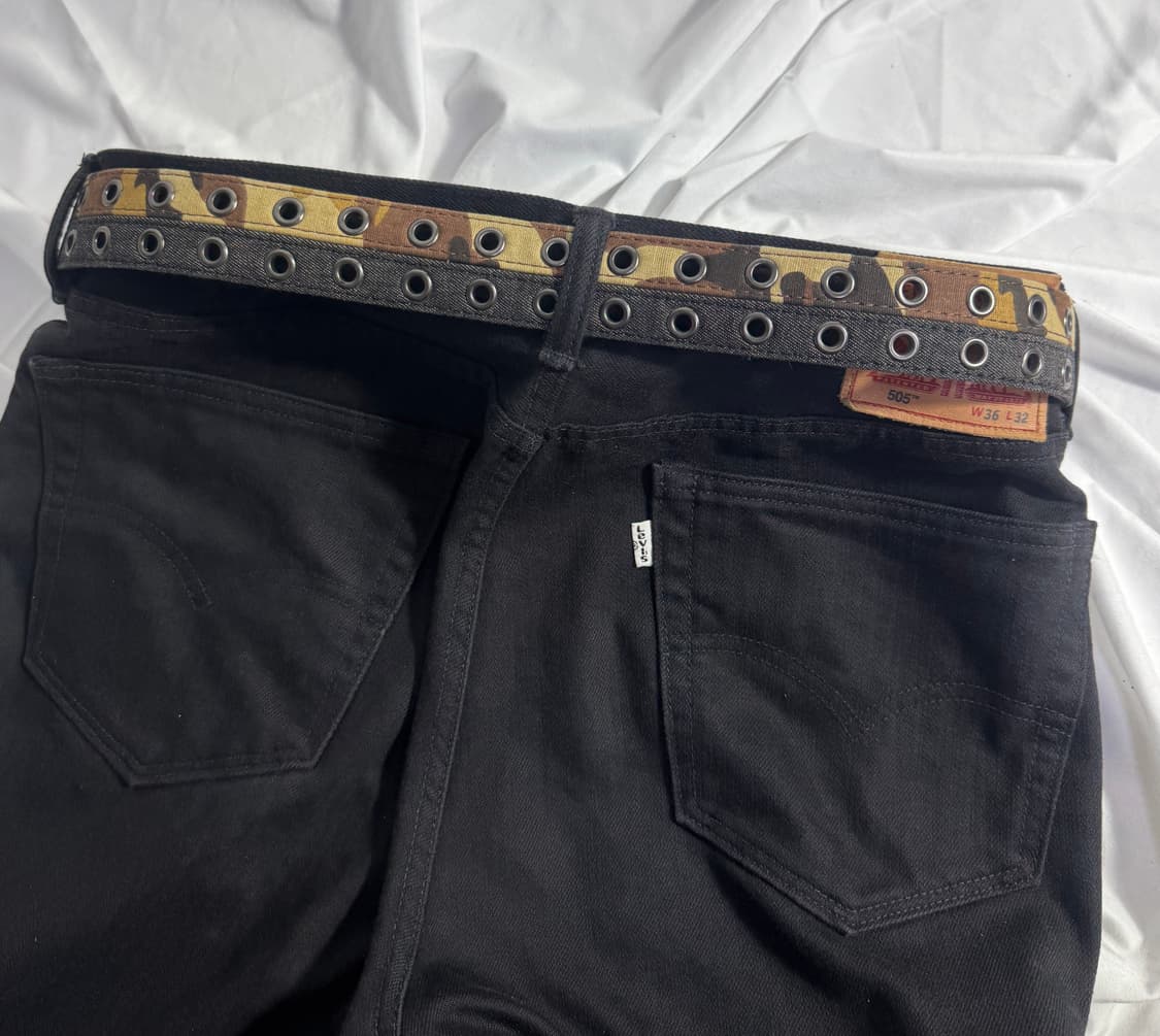 빈티지 카모 아일렛 레더 벨트 상품이미지3