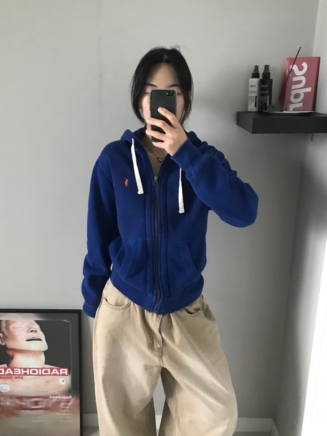 폴로 랄프로렌 포니로고 써멀 헤비 블루 후드집업 상품이미지1