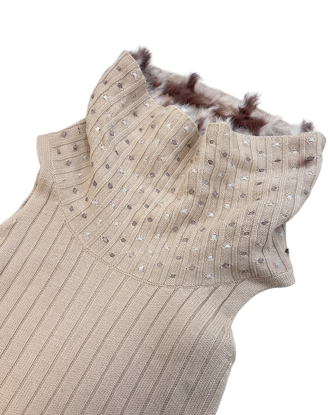 STRAWBERRY-FIELDS 토끼털 트리밍 넥 카울 베스트 상품이미지4