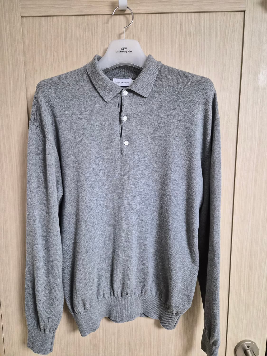 스테디에브리웨어 sew 코튼 카라니트 그레이 3사이즈 상품이미지2