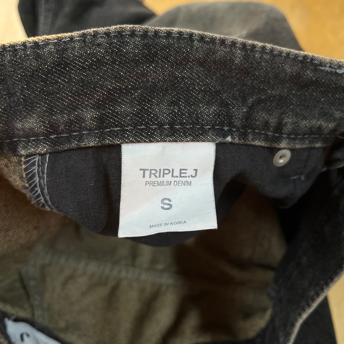 [사이즈 30] 트리플제이 와이드 흑청 워싱 데님바지 상품이미지5
