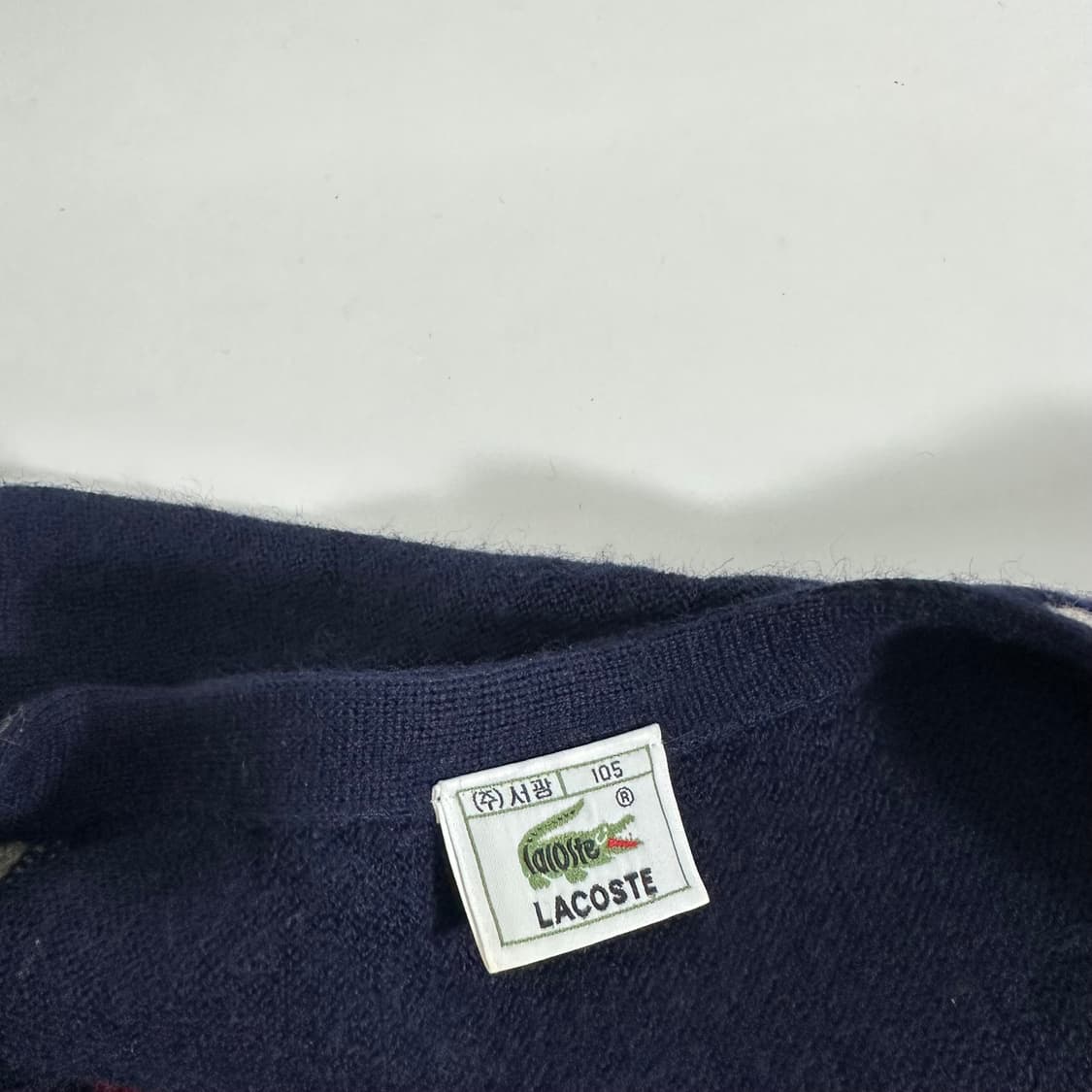 95-100 라코스테 린넨 브이넥 아가일 가디건 상품이미지5