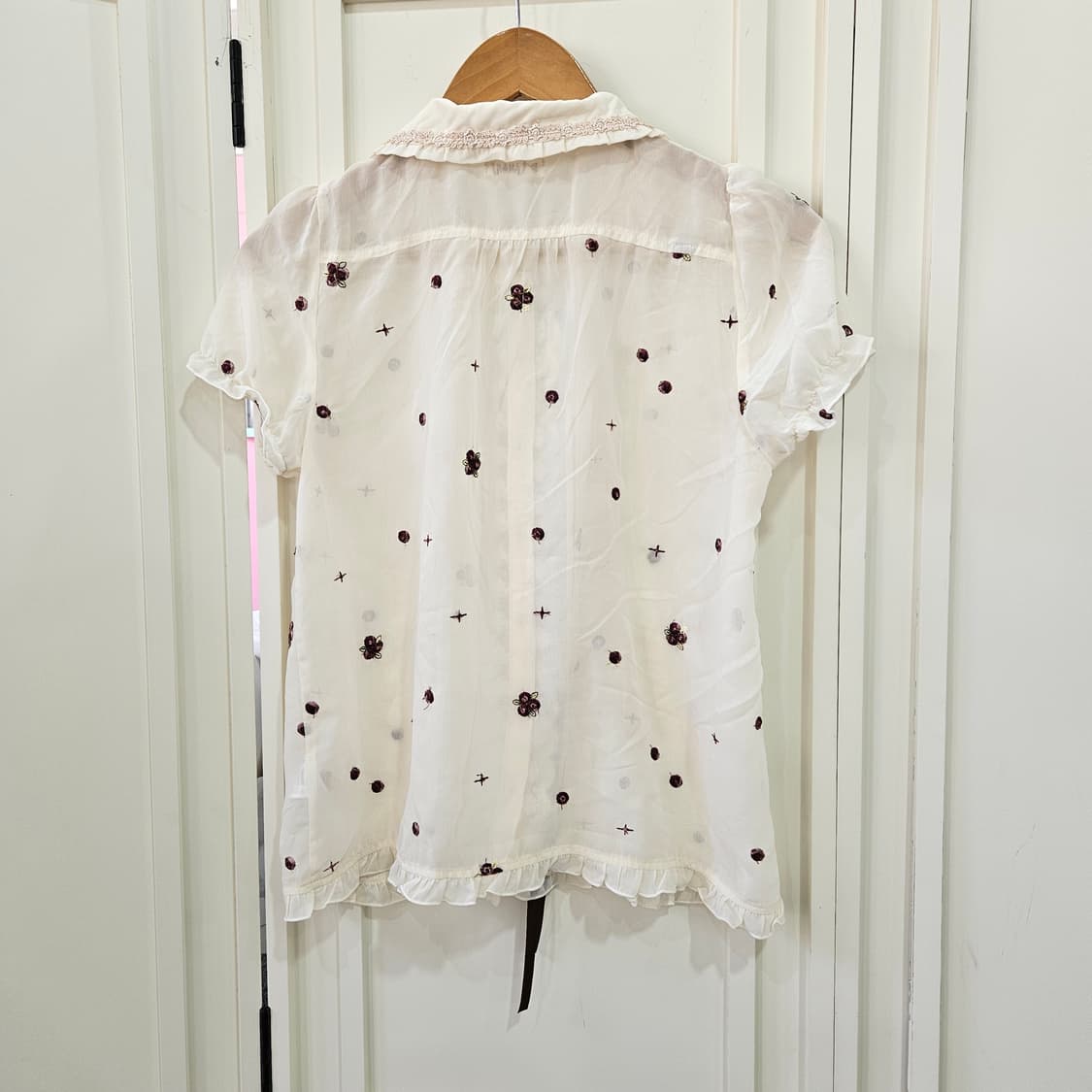 엑시즈팜(Axes Femme) 플라워  시스루 리본 블라우스 상품이미지6