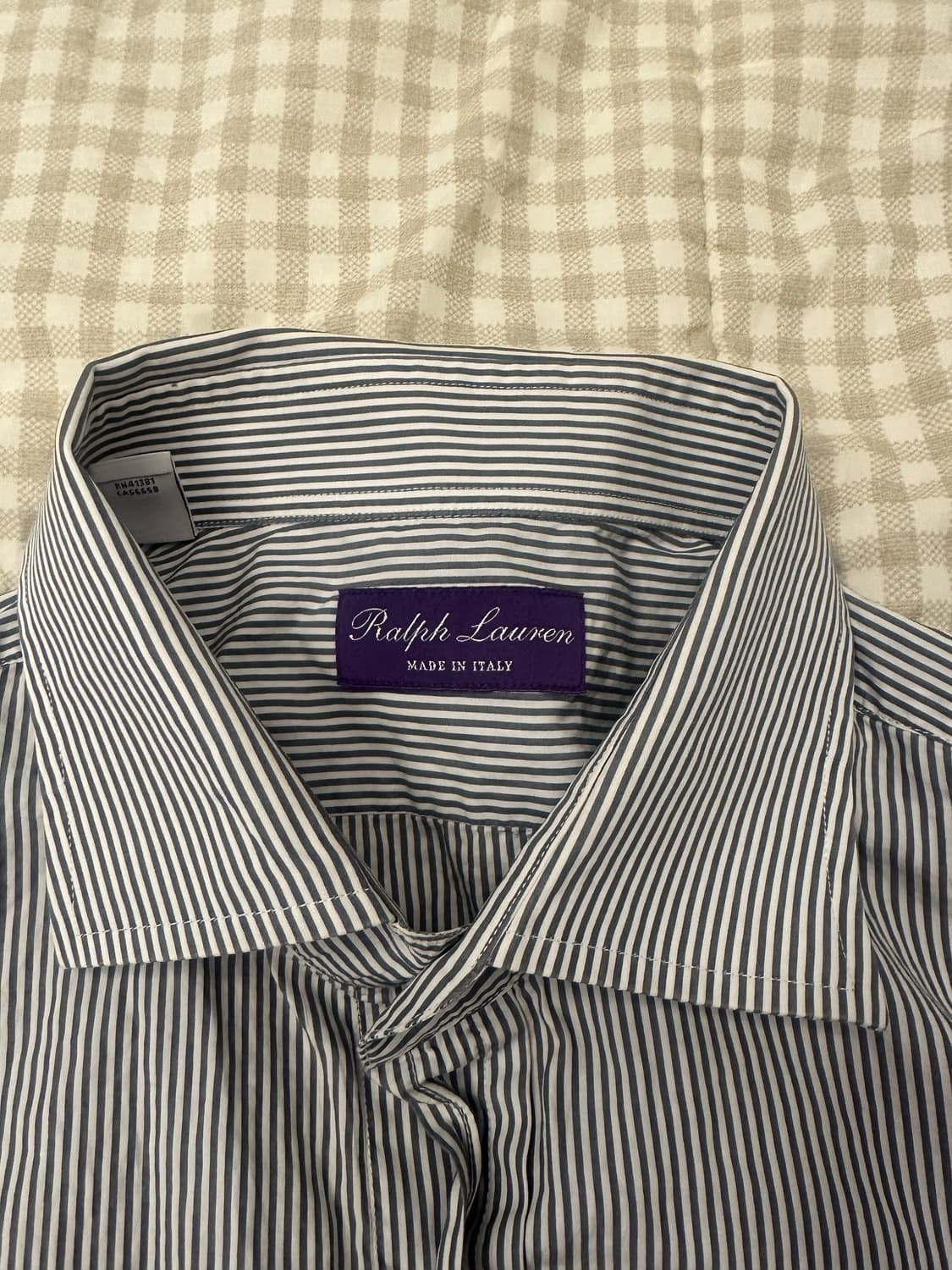 [17.5] 랄프로렌 퍼플라벨 그레이 스트라이프 셔츠 상품이미지3