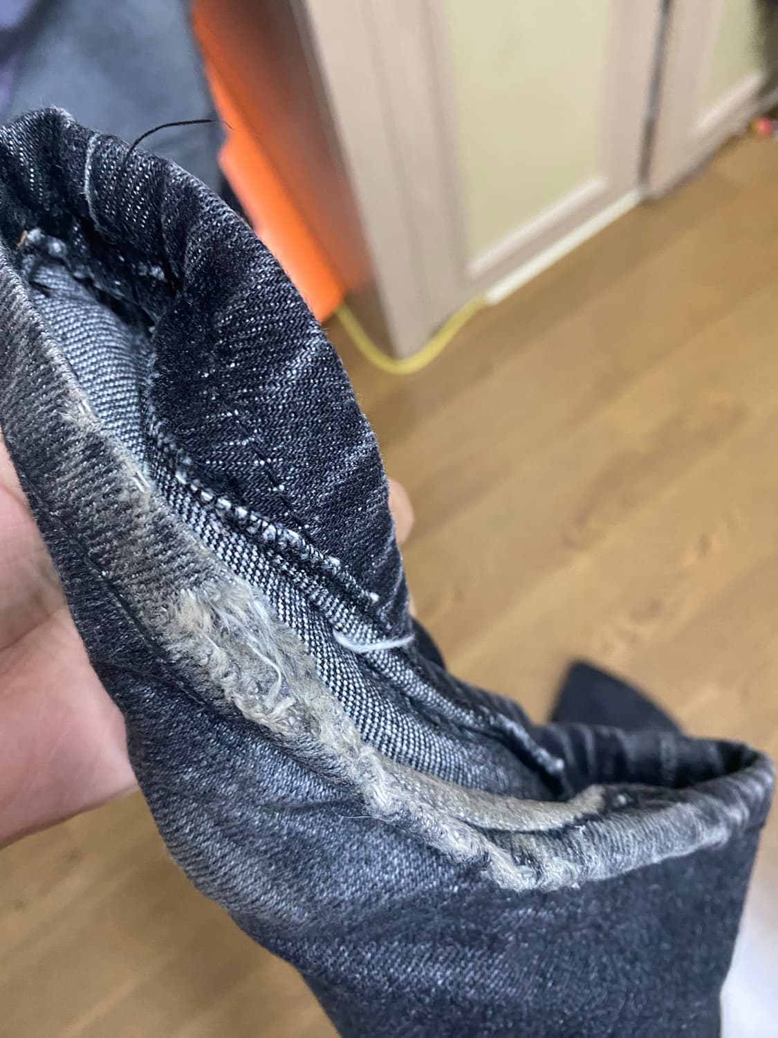 데님홀릭 와이드 흑청 워싱 데님 xl 상품이미지4