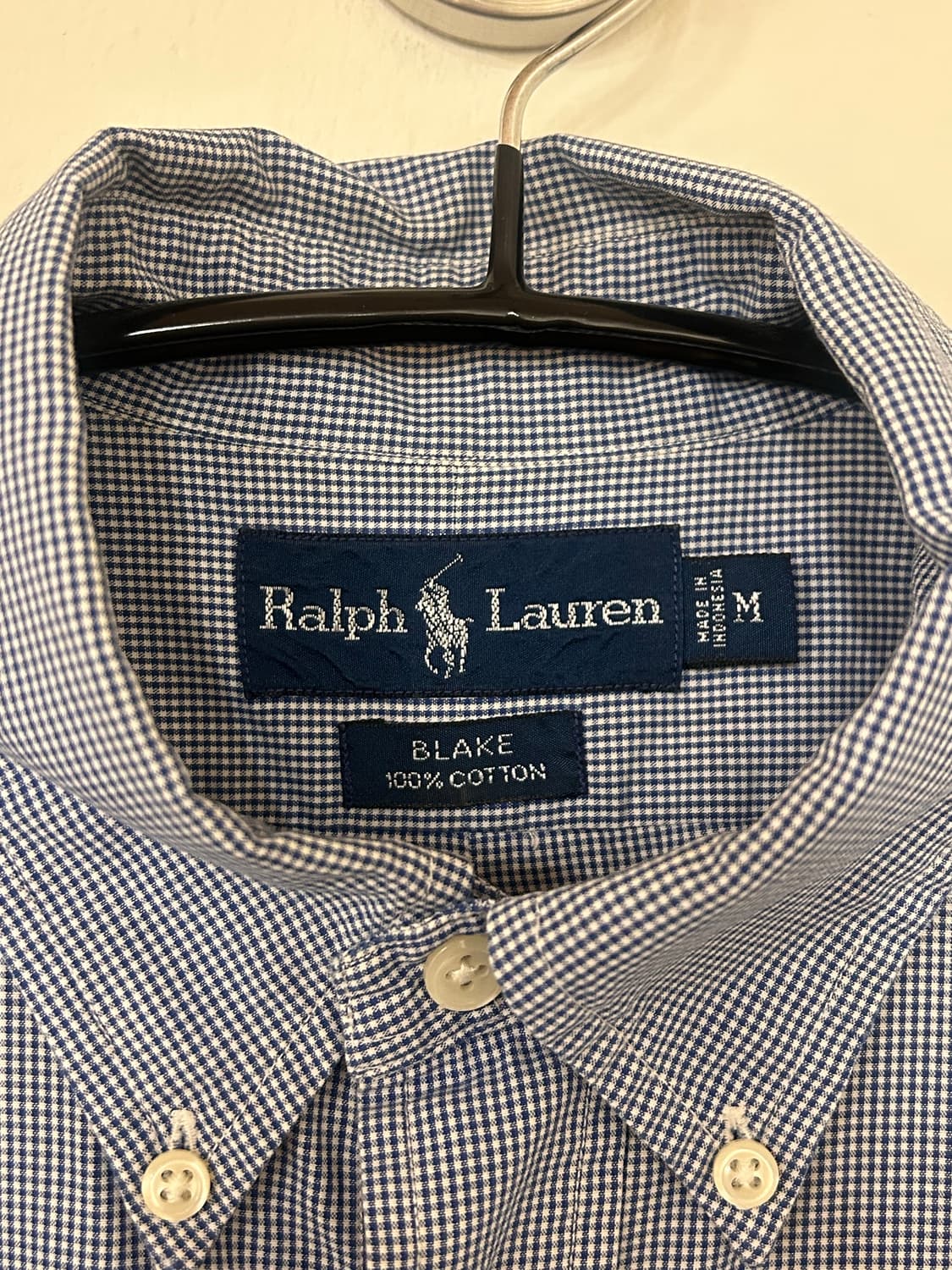 폴로 랄프로렌 네이비 체크 반팔 셔츠 M (실측110) 상품이미지5