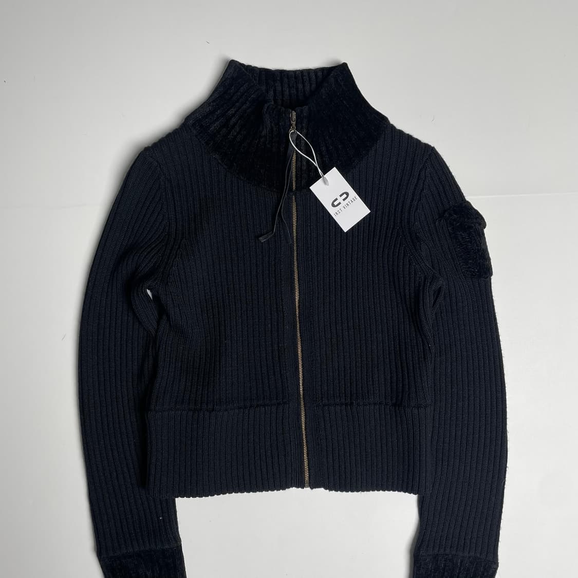 Les halles 벨벳 포인트 울 100 집업 니트 자켓 상품이미지2