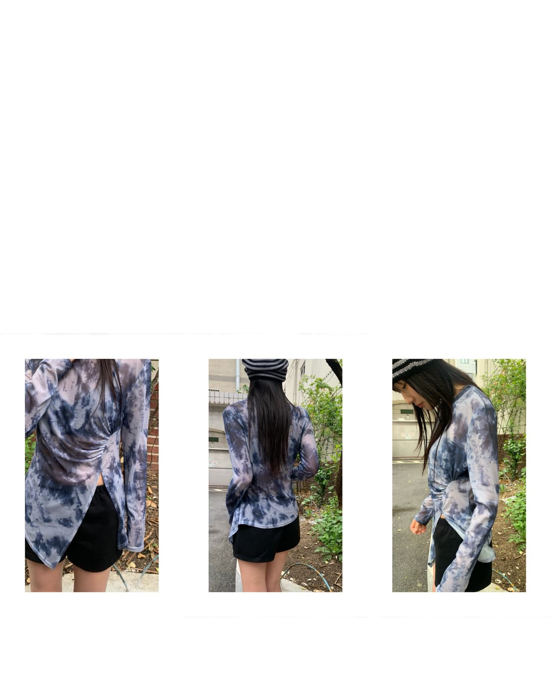 tie-dye draped slit mesh top 상품이미지2