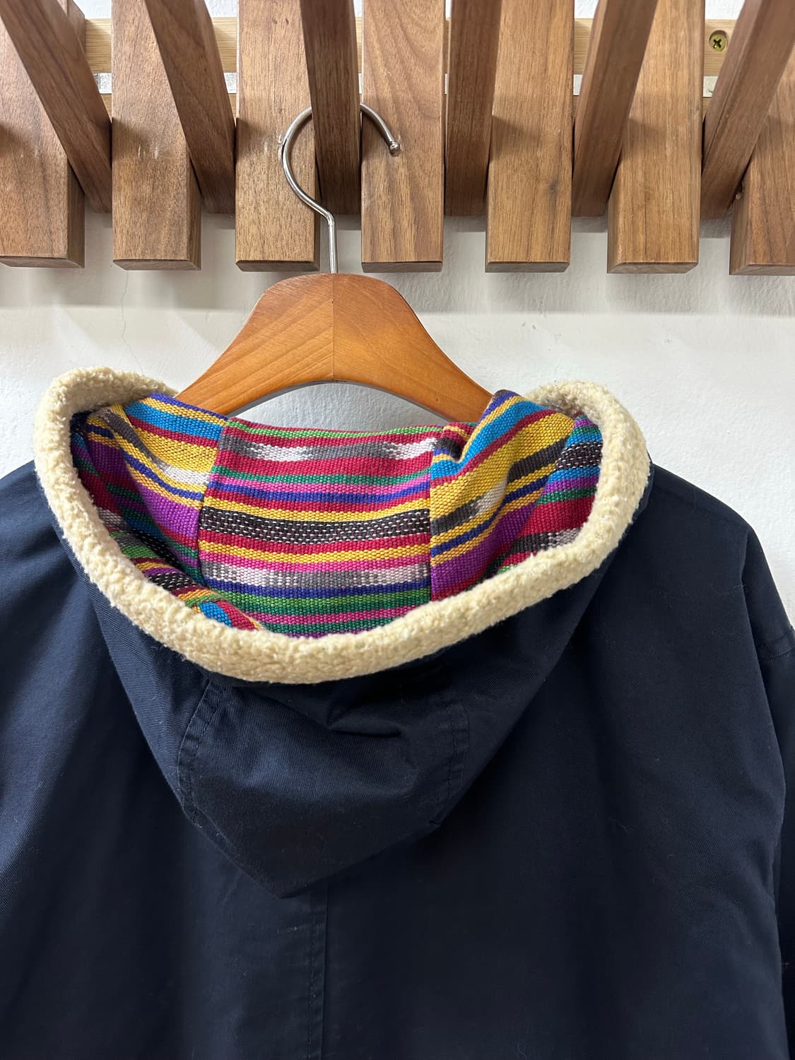 일본빈티지 TITICACA 티티카카 네이비 보아 후드 코트 상품이미지5