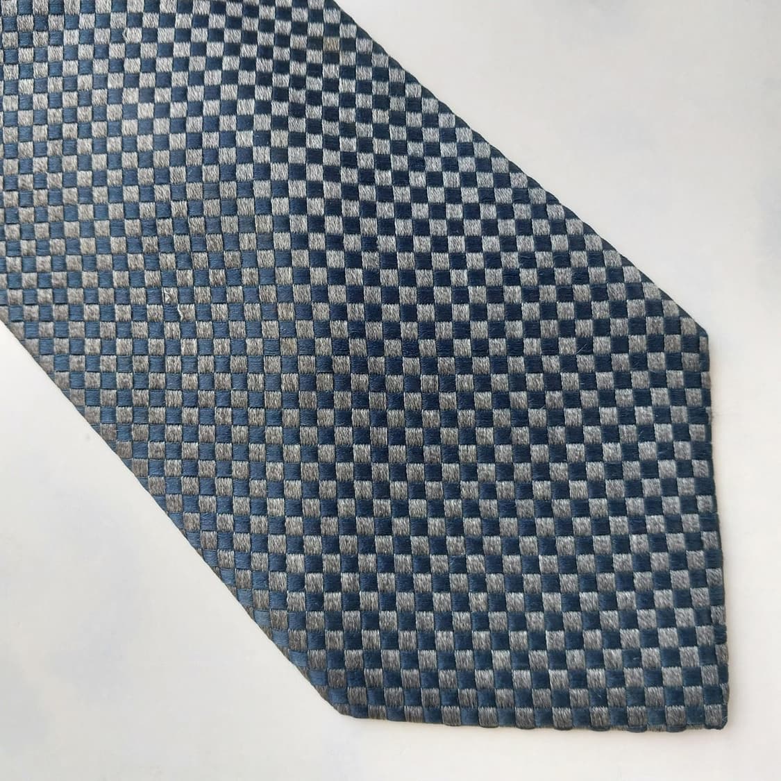조르지오 아르마니 네이비 체크 넥타이 9.4cm A+등급 K2870 상품이미지6