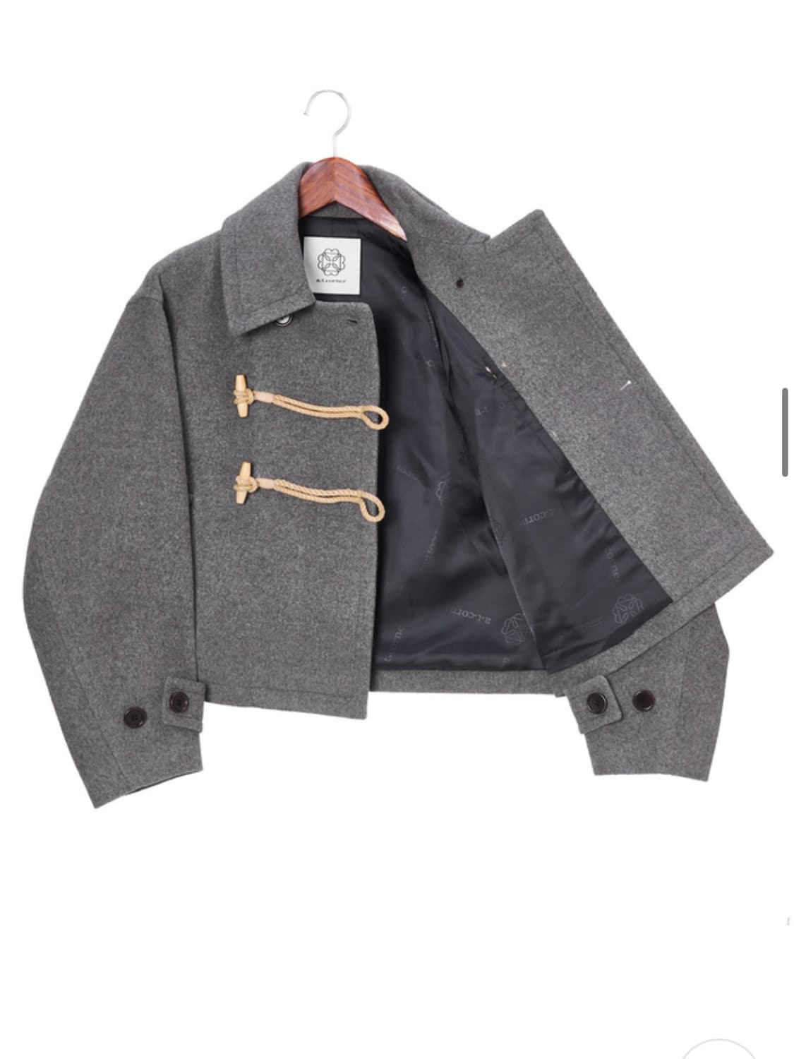 앳코너 울 캐시미어혼방 오버핏 더플 크롭코트 그레이 상품이미지4