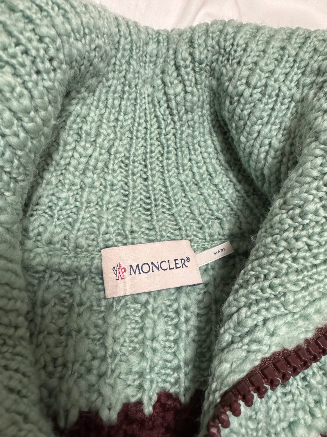 몽클레어 울 짚업 가디건 민트브라운 상품이미지4