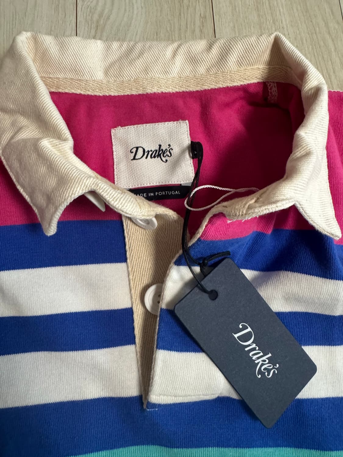 드레익스 DRAKE'S 스트라이프 럭비티 L 새상품 상품이미지8