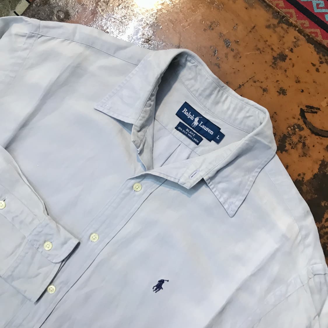 폴로랄프로렌 그레이 실크 린넨 혼방 셔츠 남성 115 빅사이즈 상품이미지3