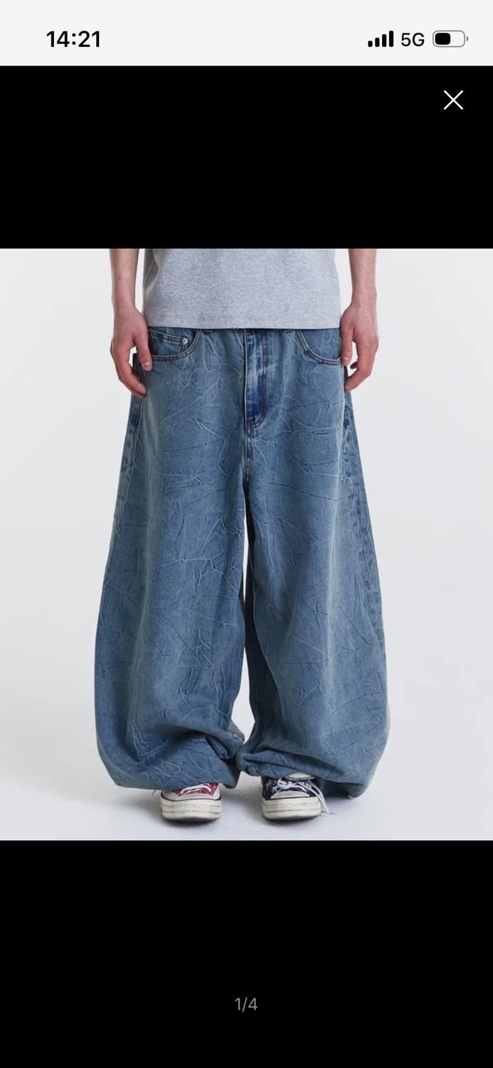 기철 벌룬핏 데님팬츠 미드블루 m사이즈 상품이미지1