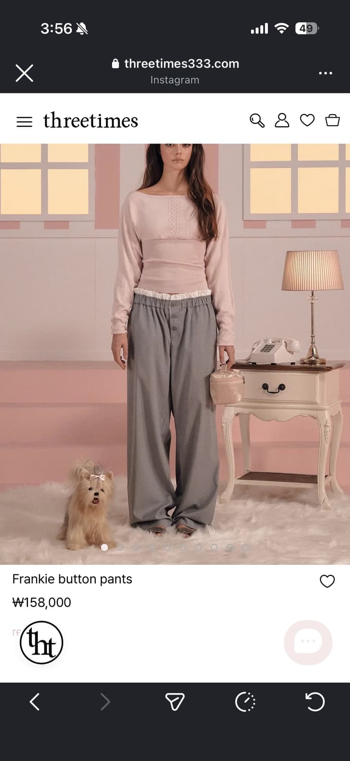 쓰리타임즈 프랭크 버튼 와이드 팬츠 상품이미지1