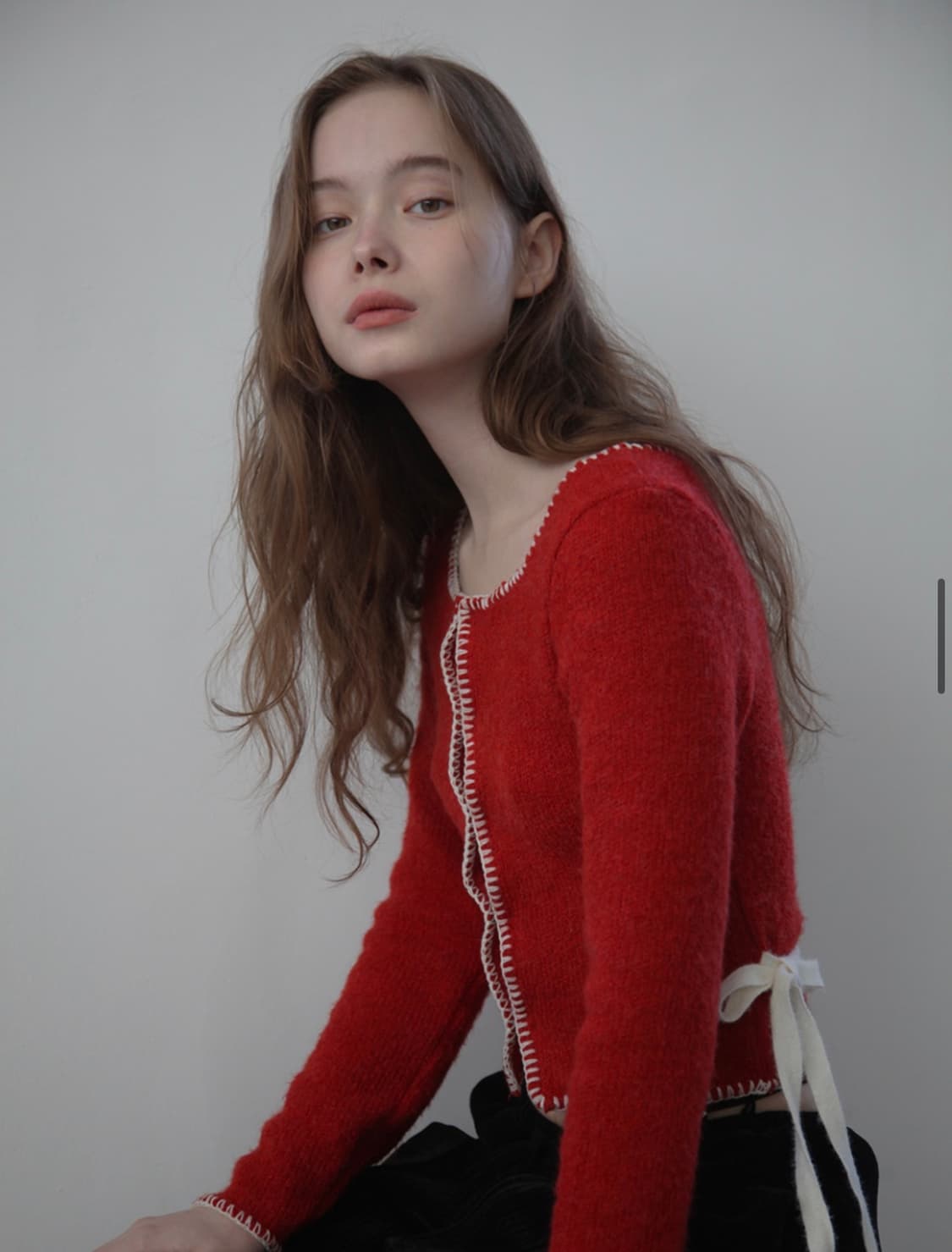 소프트서울 멜로우 리본 가디건 레드 상품이미지5